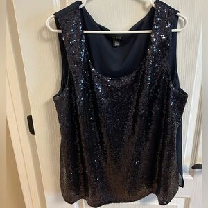 Elegant Navy Sequin Tank Top